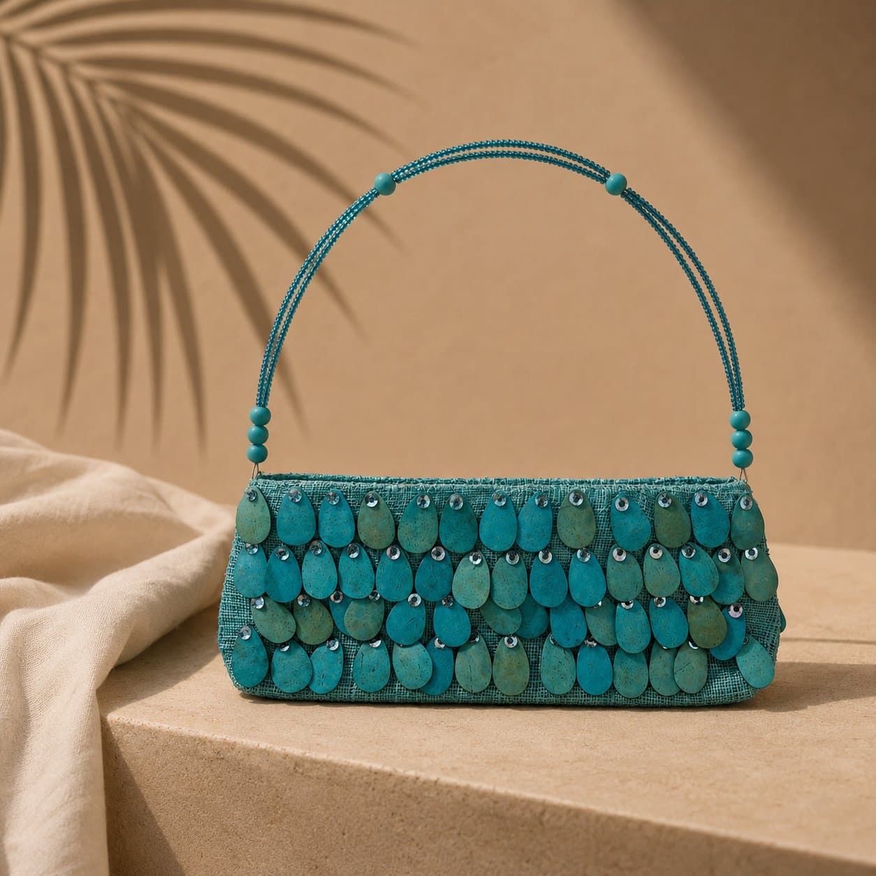 Bolsa clutch artesanal color turquesa