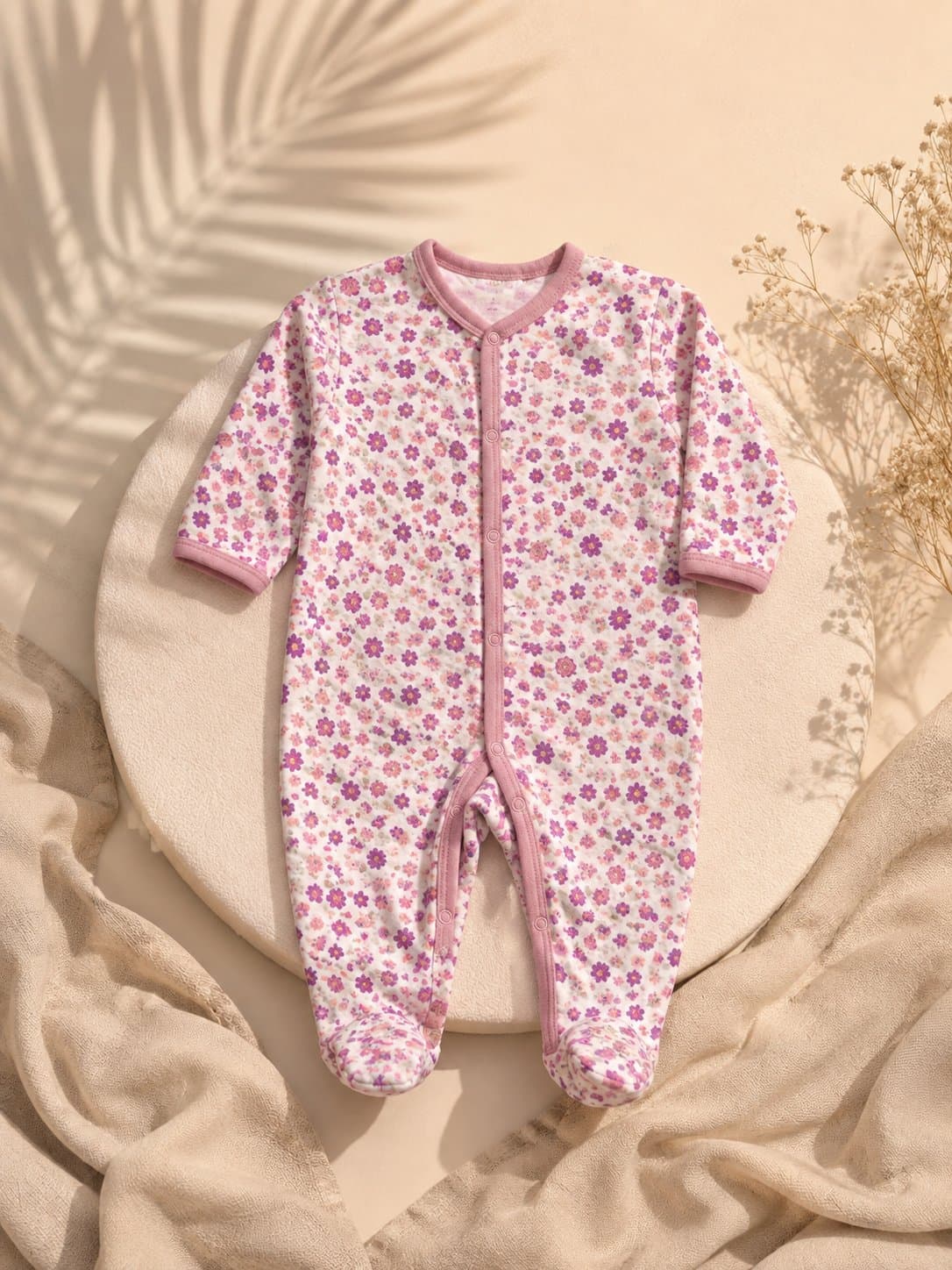 Mameluco bebé niña – Flores rosa (6–9 meses)